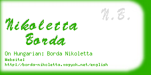 nikoletta borda business card